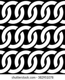 Interlocking circles, rings - seamless monochrome pattern