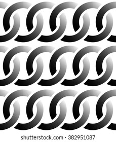 Interlocking circles, rings - seamless monochrome pattern