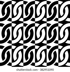 Interlocking circles, rings - seamless monochrome pattern