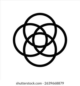 Interlocking Circles Unity Symbol Line Art Vector