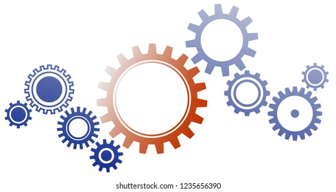 interlocking cogwheels on white background vector illustration
