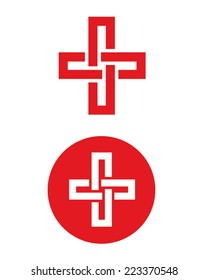Interlocking Cross Icon - Vector