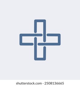 Interlocking cross shape icon. Simple and modern vector icon of a blue interlocking cross shape. Perfect for healthcare, medical, and religious designs.