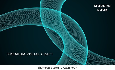Anillos de malla cian entrelazados para Fondos de pantalla 4K corporativos, pantallas de televisión e interfaces de software sobre fondo oscuro