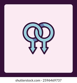 Interlocking female symbols creating a union graphic in subtle colors