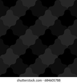 Interlocking figures tessellation background. Image with floral shapes. Ethnic mosaic tiles motif. Mosaic wallpaper. Seamless surface pattern design with scales ornament. Vector art illustration.