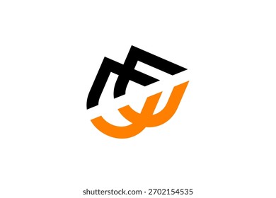 Logotipo FJ entrelaçado - Iniciais de cor laranja preta moderna para marca, identidade, tecnologia, moda, negócios