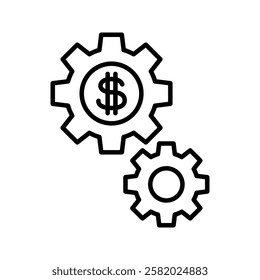 Interlocking gears, with dollar symbol: icon, vector illustration
