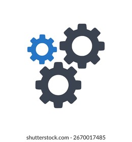 Ícone De Energia Das Engrenagens De Intertravamento Isolado Em Fundo Branco 
