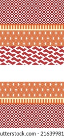 Interlocking geometric horizontal stripe of geometric shapes. repeat vector pattern