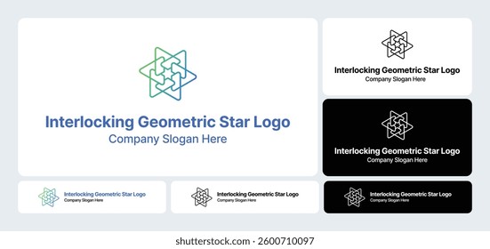 Interlocking Geometric Star Logo: Modern Design with Interwoven Shapes