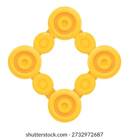 Interlocking golden circles creating a rhombus shape, symbolizing connection, unity, and geometric harmony