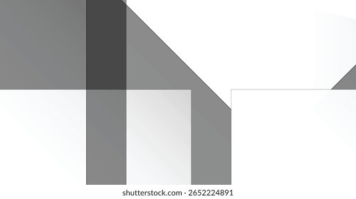 As formas geométricas cinzentas e brancas entrelaçadas criam um design moderno e minimalista.