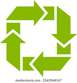 Interlocking green arrows create a visual representation of a continuous loop, symbolizing recycling, circular economy, and sustainable practices