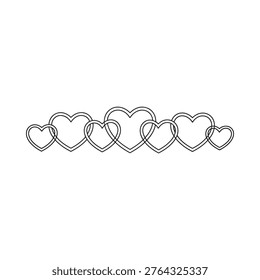 Interlocking hearts forming chain