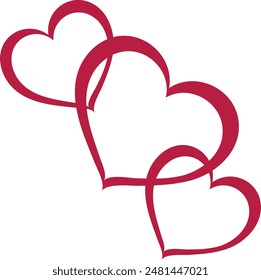 Interlocking hearts isolated on white background. Flat vector illustration.