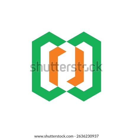 Interlocking Hexagon Letter O:U Logo