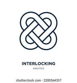 interlocking icon from analytics collection. Thin linear interlocking, circle, together outline icon isolated on white background. Line vector interlocking sign, symbol for web and mobile