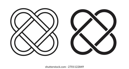Interlocking icon vector glyph flat and trendy stroke line pack