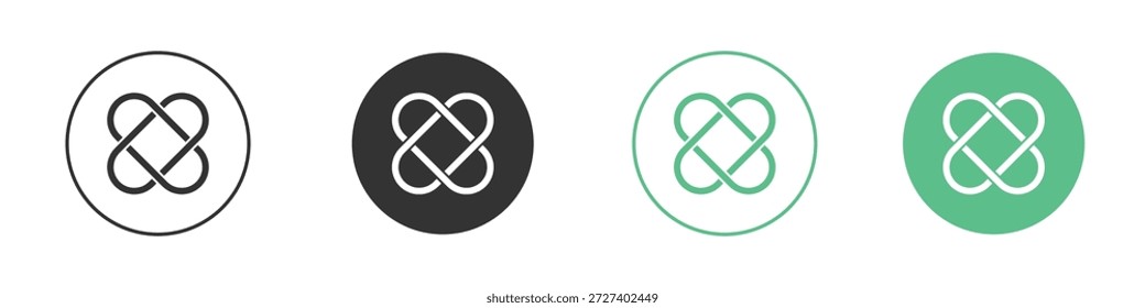 Conjunto de concepto de iconos entrelazados. Ilustraciones vectoriales de glifos