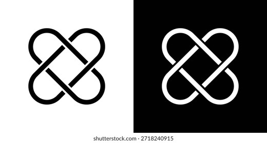 Iconos entrelazados. Símbolo de glifo. Ilustración vectorial aislada