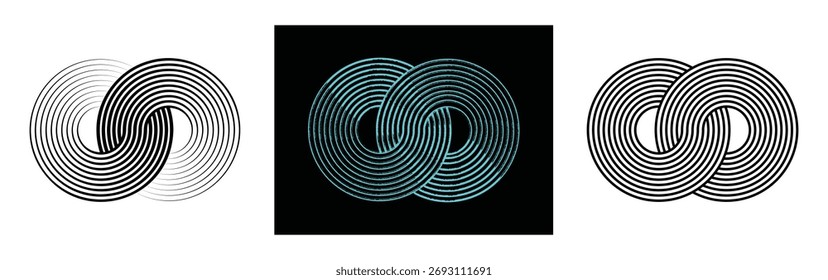 Padrão de loop infinito entrelaçado, design vetorial geométrico abstrato.