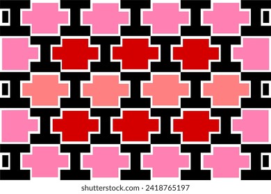 Interlocking pattern of pink-toned squares