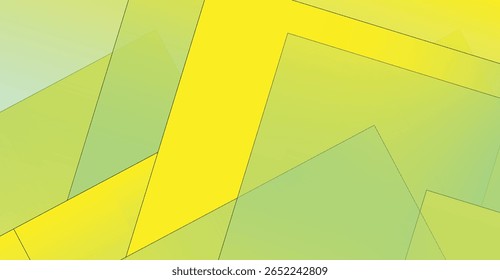 Interlocking polygons in shades of yellow and green, exhibiting a gradient effect within each shape. Clean lines define the shapes.
