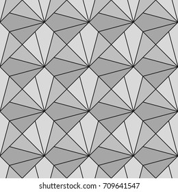 Interlocking polygons tessellation background. Image with repeated triangles, quadrangles, rhombuses, kites. Seamless pattern with polygons. Modern motif. Geometric figures ornament. Vector for print.