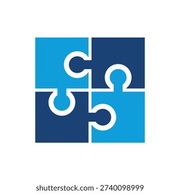 Interlocking puzzle pieces in blue symbol