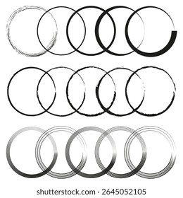 Padrão de anel de encravamento. Projeto de elos de corrente. Elementos circulares vetoriais. Símbolos de conexão monocromáticos.