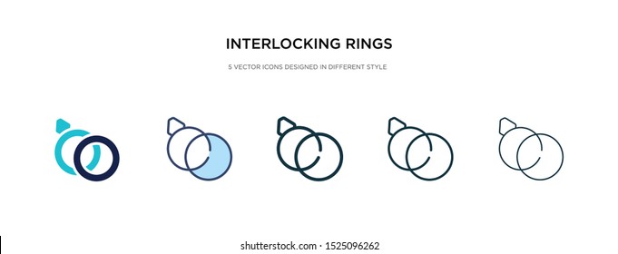 interlocking rings icon in different style vector illustration. two colored and black interlocking rings vector icons designed in filled, outline, line and stroke style can be used for web, mobile,