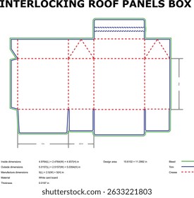 Interlocking roof panels box design template diagram