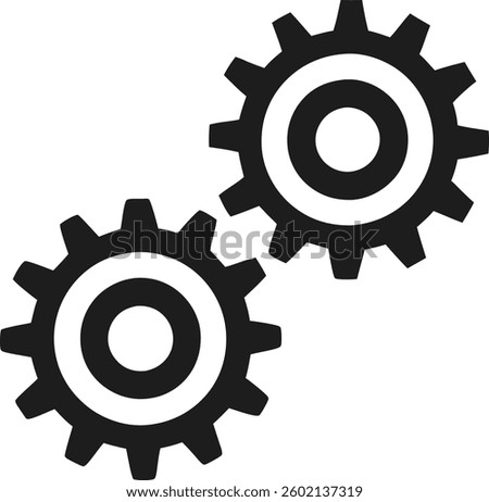  Interlocking Silhouette Gears Illustration Symbolizing Collaboration and Precision in Mechanical Design