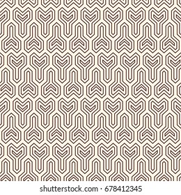 Interlocking three pronged blocks background. Winder keys motif. Ethnic style seamless pattern with repeated geometric figures. Oriental ornament. Digital paper, textile print, page fill. Vector art.