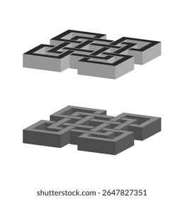 Blocos de bloco entrelaçados. Projeto de padrão isométrico. Estrutura geométrica. Ilustração abstrata de vetor.