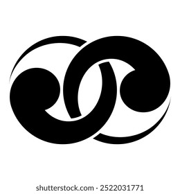 Interlocking Tomoe (Wachigai-Domoe). Japanese family crest icon vector illustration
