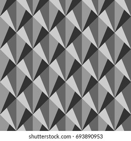 Interlocking triangles tessellation background. Image with repeated scallops. Fish scale. Seamless surface pattern design. Modern japanese motif. Repeat scallop. Squama. Vector for print.