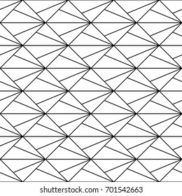 Interlocking triangles tessellation background. Image with repeated triangular shapes. Seamless surface pattern design with polygons. Modern japanese motif. Grid image. Paper for print. Vector grill.