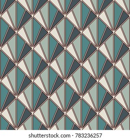 Interlocking triangles tessellation. Contemporary print with repeated scallops. Seamless surface pattern design with fish scales. Modern japanese abstract ornamental background. Squama motif. Vector