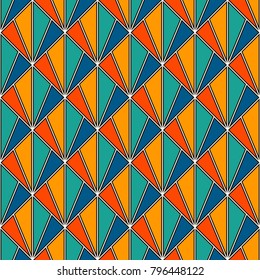 Interlocking triangles tessellation. Contemporary print with repeated scallops. Seamless surface pattern design with fish scales. Modern japanese abstract ornamental background. Squama motif. Vector