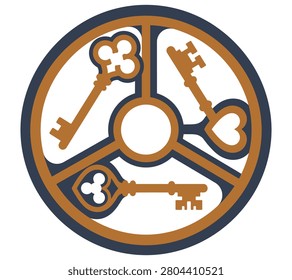 Interlocking vintage keys real estate logo