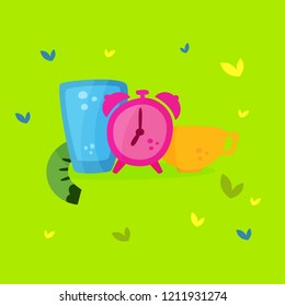 Intermittent fasting. The concept of losing weight. Slimming and its benefits. Vector cartoon.