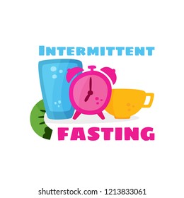 Intermittent fasting. The concept of losing weight. Slimming and its benefits. Vector cartoon.