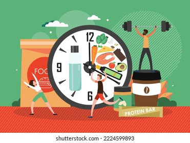Intermittent fasting and diet vector food banner