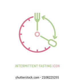 Intermittent fasting icon. Personal diet plan concept. Help your body burn fat. Specific time eating. World's most popular health trend. Editable vector illustration isolated on a white background.