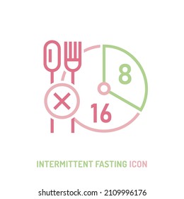 Intermittent fasting icon. Personal diet plan concept. Help your body burn fat. Specific time eating. World's most popular health trend. Editable vector illustration isolated on a white background.