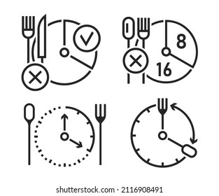 Intermittent fasting icon. Personal diet plan concept. Help your body burn fat. Specific time eating. World's most popular health trend. Editable vector illustration isolated on a white background.