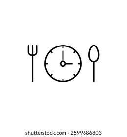 Intermittent fasting icon, vector simple flat black linear illustration for web and app..eps
