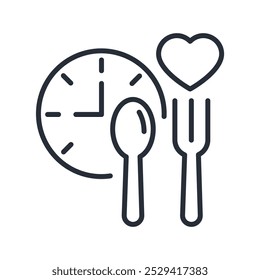 Intermittent fasting icon. vector.Editable stroke.linear style sign for use web design,logo.Symbol illustration.